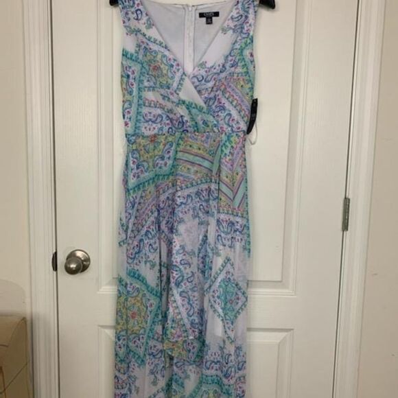 BRAND NEW CHAPS SLEEVELESS FLORAL PATTERN DESIGN V-NECKLINE  WOMEN"S DRESS - Picture 9 of 16